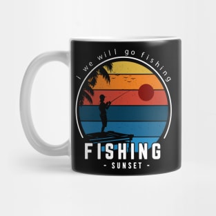 fishing sunset vintage Mug